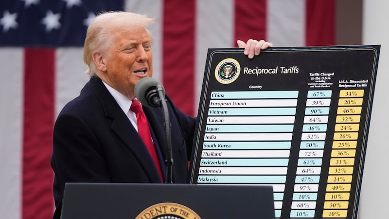 El presidente estadounidense Donald Trump durante un evento para anunciar aranceles nuevos en...